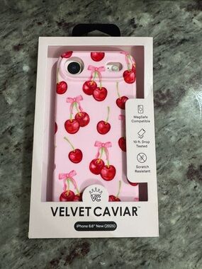 Velvet Caviar Pink Cherry Pattern iPhone Case